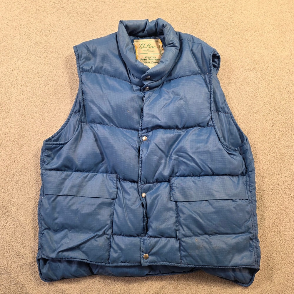 LL Bean Puffer Vest Mens Large Blue Vintage Gorpcore Outdoor Skater Down Fill